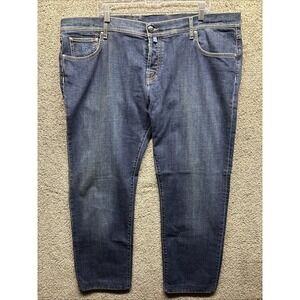 Belvest‎ B5 Pockets Straight Fit Button Fly Blue Stretch Denim Jeans Mens 44x32